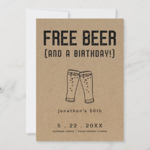 Free Beer Funny Birthday Guarde o Cartão de Data
