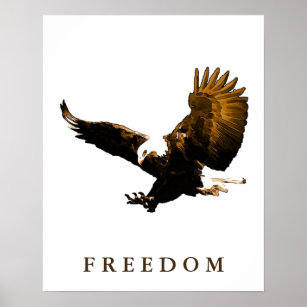 Freedom Eagle Motivational Brown Pop Art Poster