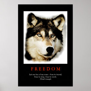 Freedom Spirit Motivation Wolf Eyes Poster