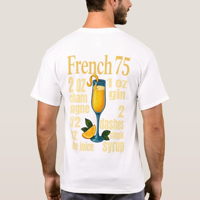 French 75 T-Shirt – Elegant Champagne & Gin Drink (Verso)