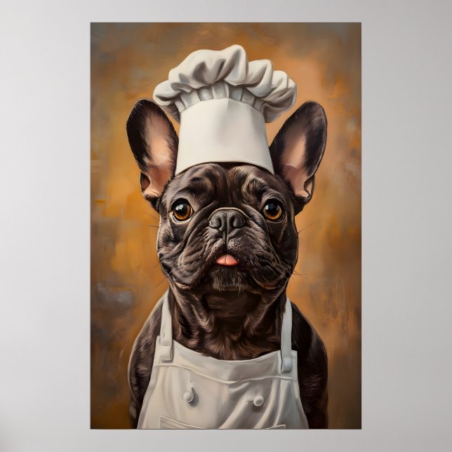 French Bulldog In Chefs Hat Poster, Pet Poster (Frente)