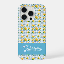 French Country Lemon Blue Tile Monogram