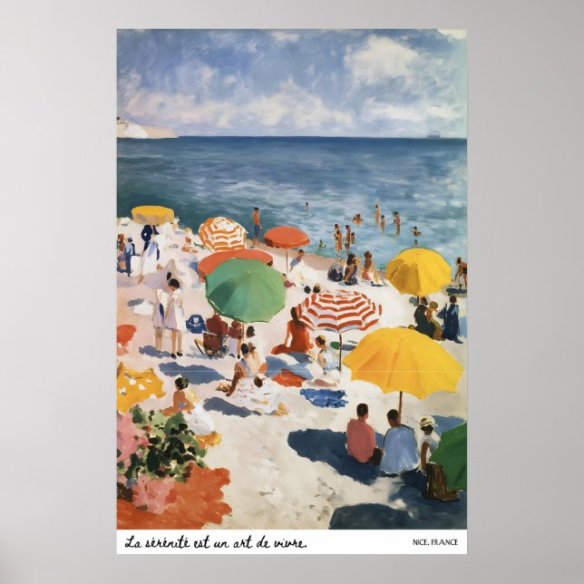 French Riviera Beach Poster Matisse Inspired (Frente)