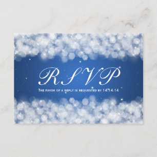 Frente RSVP de Casamento Elegante Azul Espelho