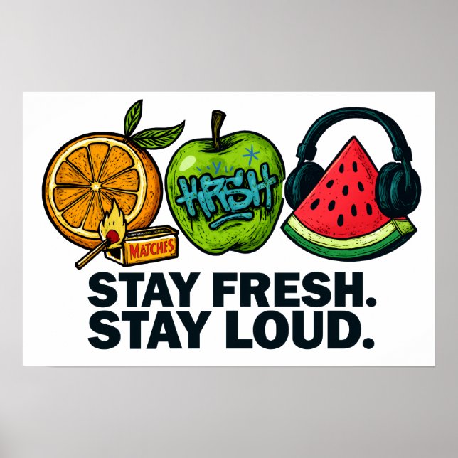 Fresh & Loud Pop‑Art Fruit Poster (Frente)