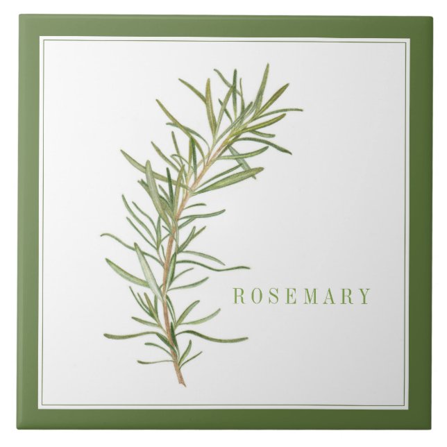 FRESH ROSEMARY 6x6 Azulejo cerâmico (+texto) verde (Frente)