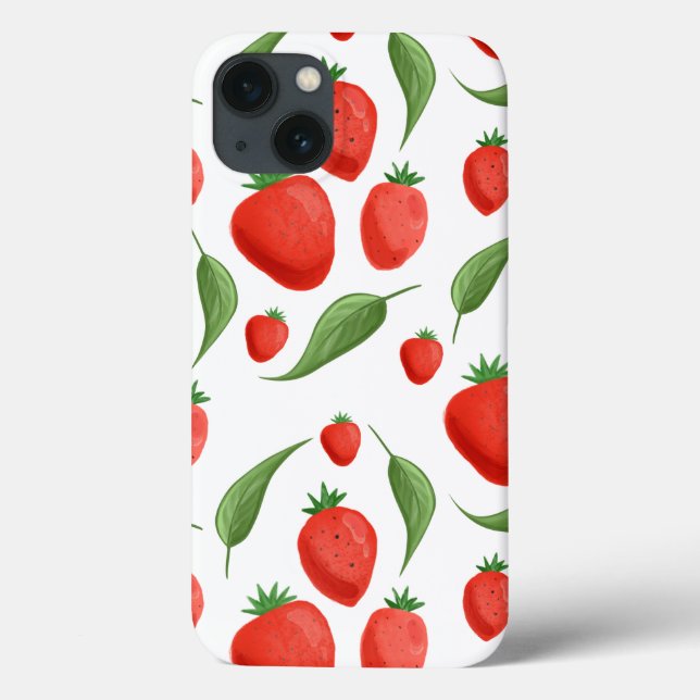 Fresh Strawberry Leaf Pattern iPhone Case (Verso)