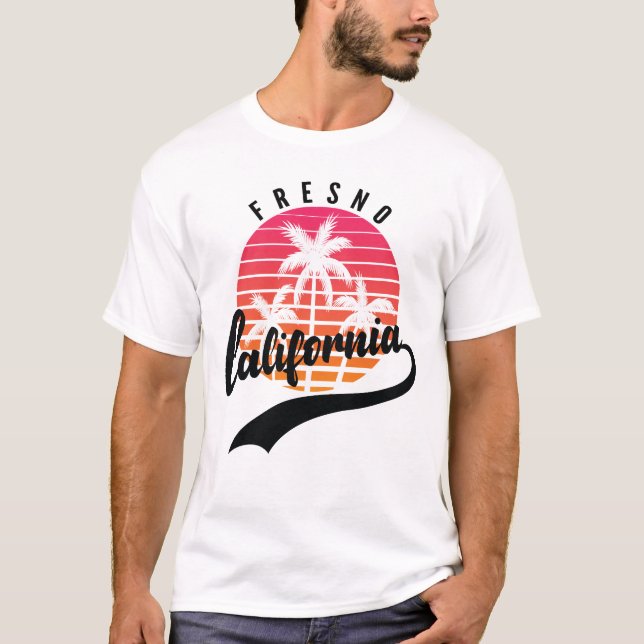 Fresno, California Retro Sunset Men's T-Shirt (Frente)