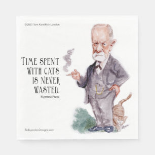 Freud & Citação Sobre Gatos em Guardanapos