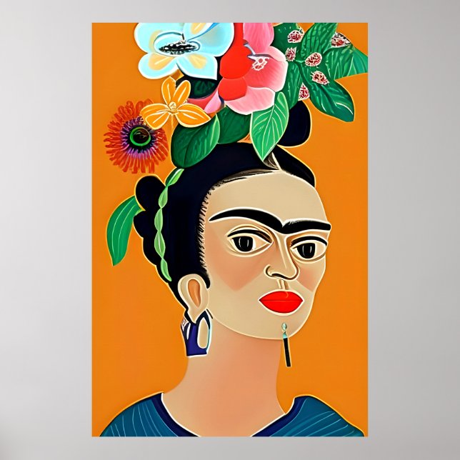 Frida Kahlo art, poster floral (Frente)