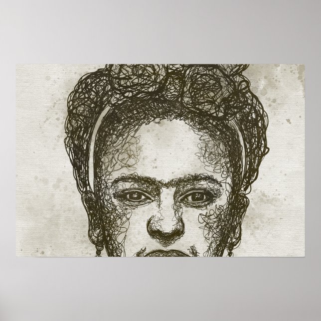 FRIDA KAHLO poster de arte escribble desenhada à m (Frente)