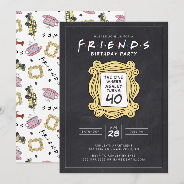 FRIENDS™ | Convite de Aniversário de 40 anos com Q (Frente/Verso)