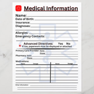 Frigorífico de emergência de informações médicas