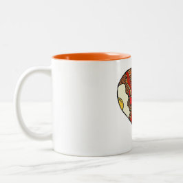 Fritada acima da caneca do coração