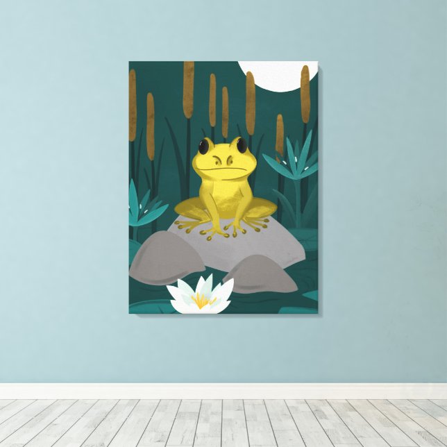 Frog in Midnight Pond Wall Art - Canvas (Insitu(piso de madeira))