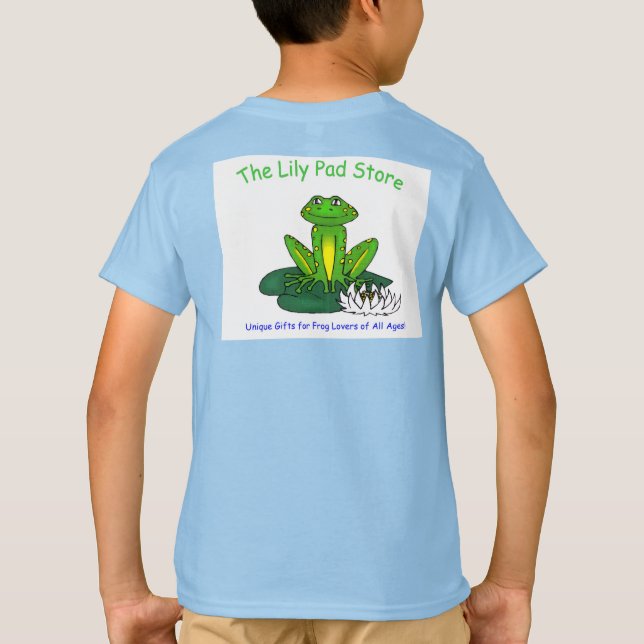 Frog on a Lily Pad Kid's Light Blue T-Shirt (Verso)