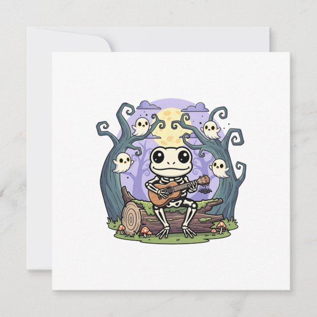 Frog Skeleton Playing Ukulele with Ghosts (Frente)