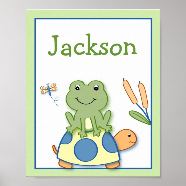 Froggy Sapo Turtle Nursery Wall Art Name Impressão (Frente)