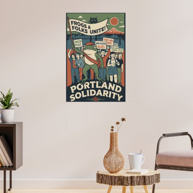 Frogs & Folks Unite – Portland Solidarity Poster (Sala de Estar 3)