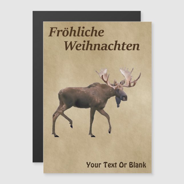 Fröhliche Weihnachten - Bull Moose No Papel Antigo (Frente/Verso)