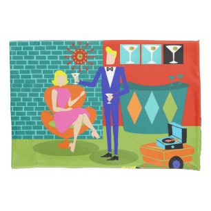 Fronha de almofada retro do casal de Martini