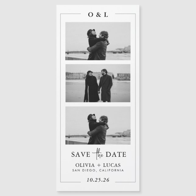 Fronteira de Monograma de Tira de Foto Casamento M (Frente)