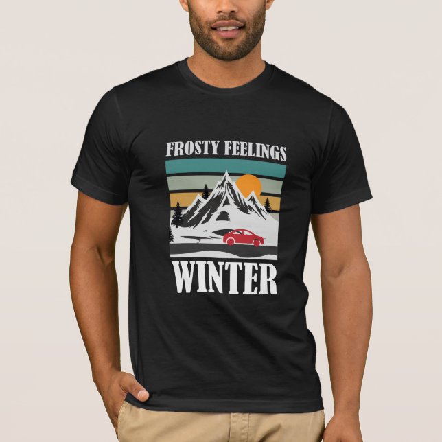 Frosty Feelings Winter Mountain Red Car T-Shirt (Frente)