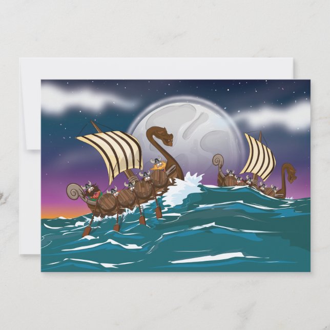 Frota de invasão Viking de desenho animado (Frente)