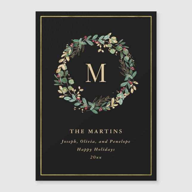 Frota de Natal Elegante Ouro com Monograma (Frente)