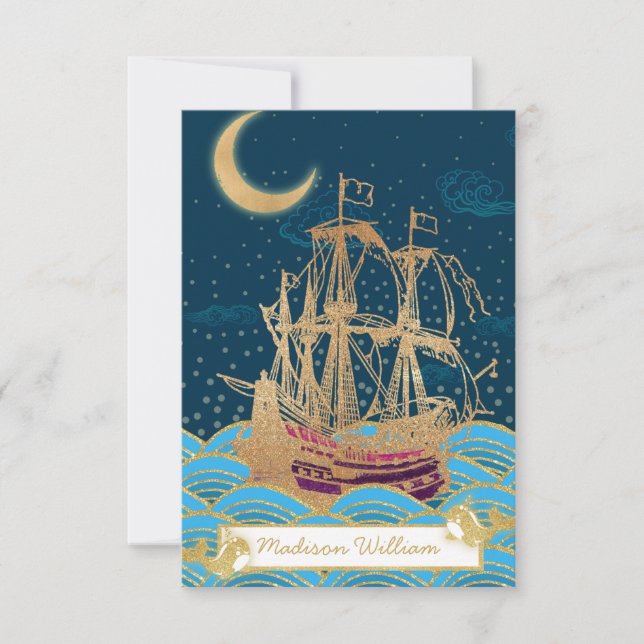 Frota Naval sob o luar com baleias pequenas (Frente)