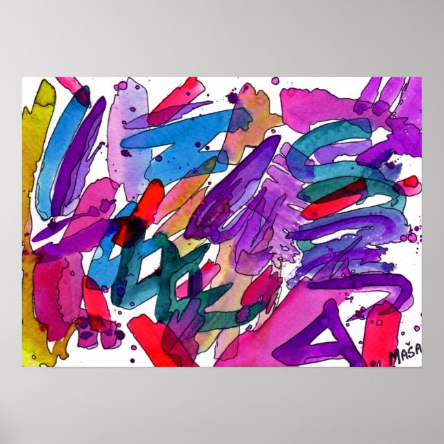 Fruital Doodle Do Abstrato Art Poster (Frente)