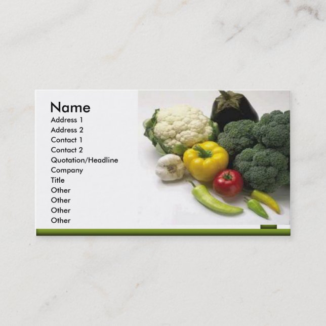 fruta & cartão de visita dos vegetais (Frente)