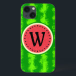 Fruta de Verão com Fatia de Água com Monograma de<br><div class="desc">Esta design de monograma de melancia bonito tem uma fruta redonda que parece ter sido fatiada, então a suculenta polpa rosa-vermelha da melancia aparece através, junto com um círculo de sementes de melancia preta. A baga também tem um padrão verde manchado e verde. Use a modelo para adicionar facilmente sua...</div>