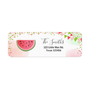 Fruta do partido do melão da etiqueta de endereç