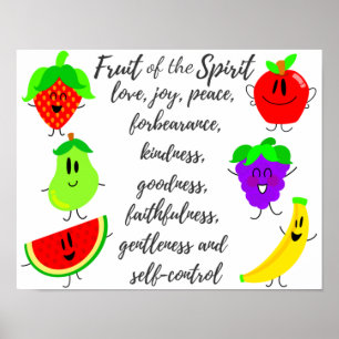 Fruta do Spirit Kids Wall Art Christian Impressão