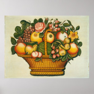 Fruta e flores de cesto - Poster americano de arte