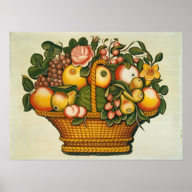 Fruta e flores de cesto - Poster americano de arte (Frente)