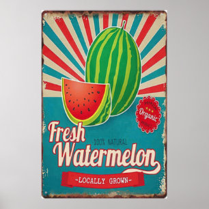 Fruta fresca poster vintage de melancia
