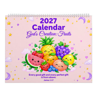 Frutas da Criação de Deus Calendário Cristão Fofo