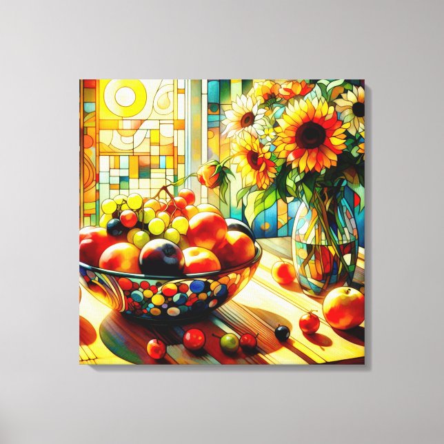 Frutas de Aquarelas e Flores de Canvas (Frente)