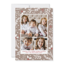 Frutas de Inverno em Cartão Chato de Natal em Ecru