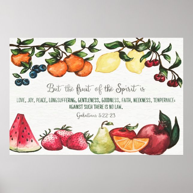 Frutas do Espírito, Galatianos 5:22-23 Poster (Frente)