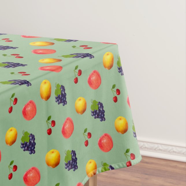 Frutas Frescas Sortidas em Toalha de Mesa Verde Lo (Posição Original)