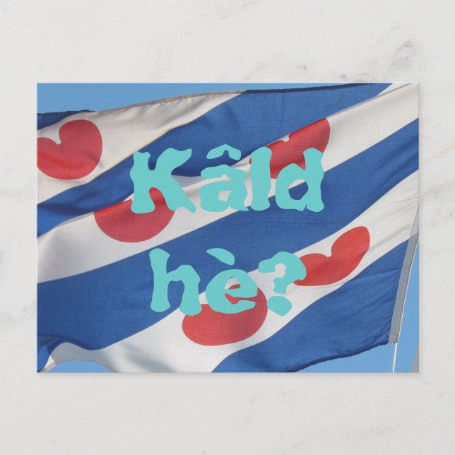 Fryslan Flag & Text Kâld hè? Cartão Postal (Frente)