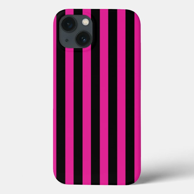 Fuchsia e faixas de doces pretas Case-Mate iPhone  (Verso)