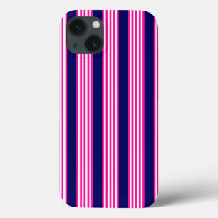 Fuchsia e padrão de cinco faixas brancas com azul