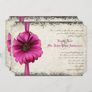 Fuchsia Gerber Daisy Convite de casamento