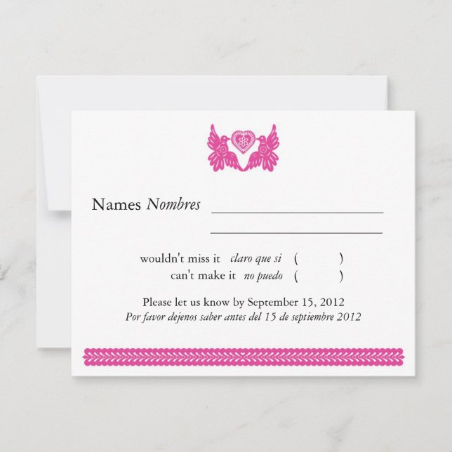 Fuchsia Papel Picado Love Birds RSVP (Frente)