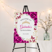 Fuchsia Pink Gold Quinceanera Welcome