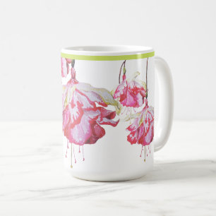 Fuchsias exóticas numa caneca clássica